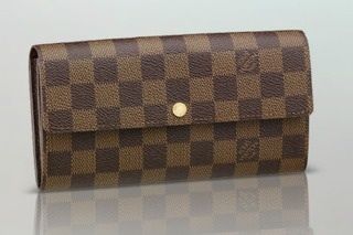 Carteira Louis Vuitton com botão Damier Ebene